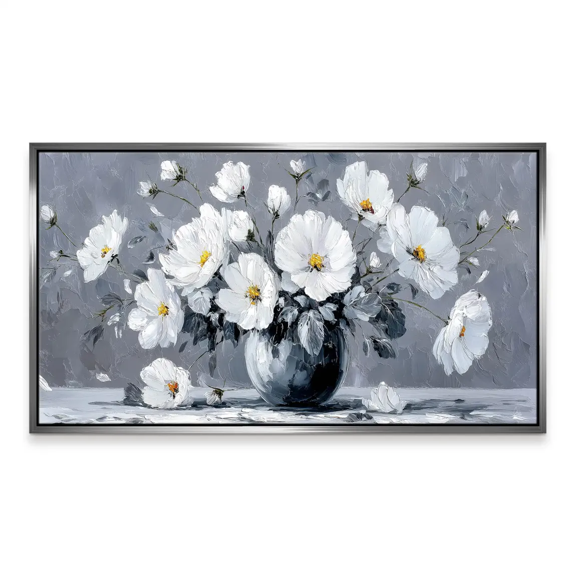 Silver White Blossom Art Leinwand Bild