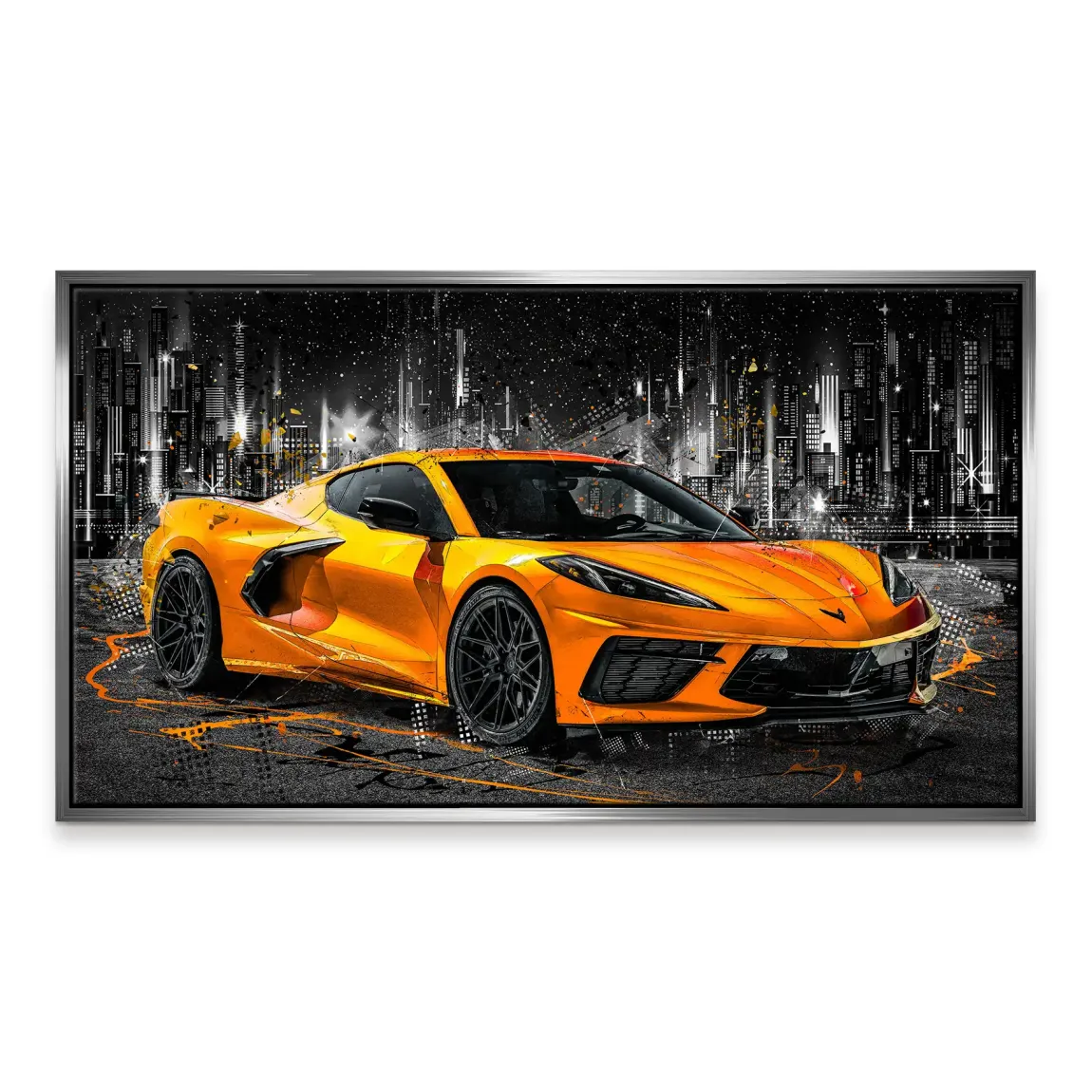 Corvette C8 Abstrak Orange Style Leinwand Bild INGALERIE