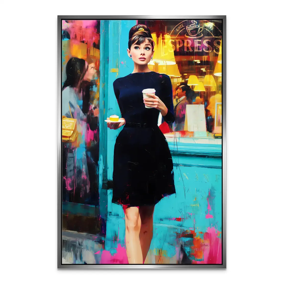 Audrey Hepburn Frühstück mit Stil Leinwand Bild INGALERIE
