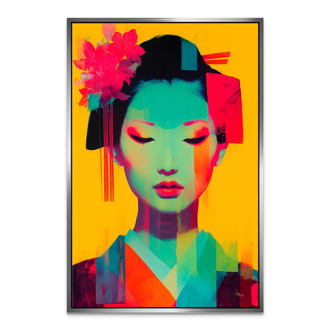 Geisha Neon Pop Leinwand Bild