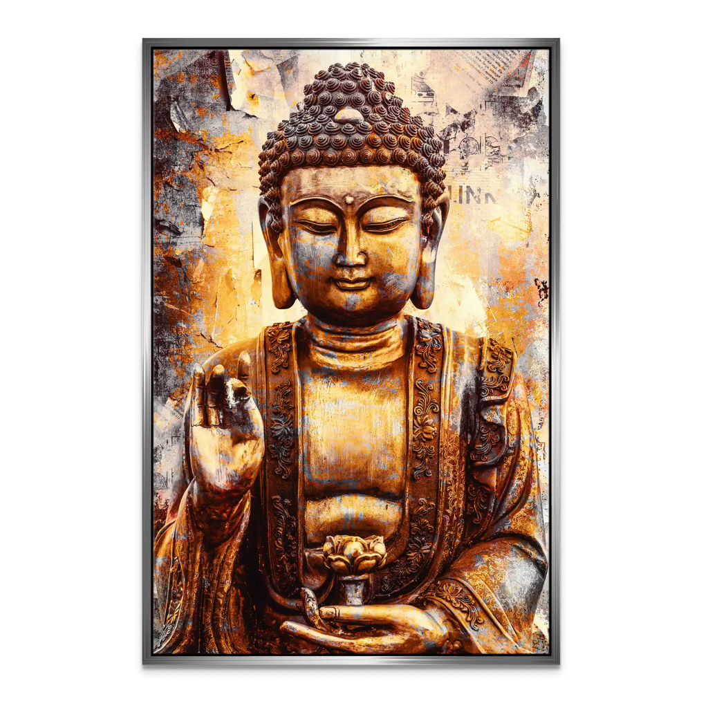 Buddha Retro Style Leinwand Bild INGALERIE