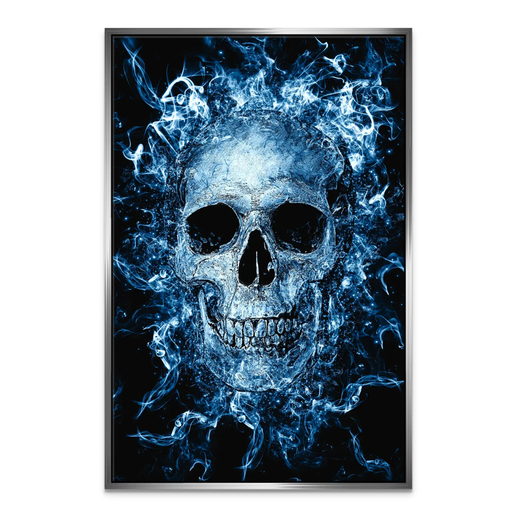 Totenkopf Abstrakt Blau Leinwand Bild INGALERIE