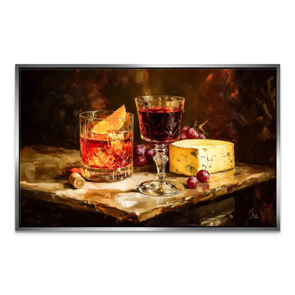 Wein & Käse Leinwand Bild