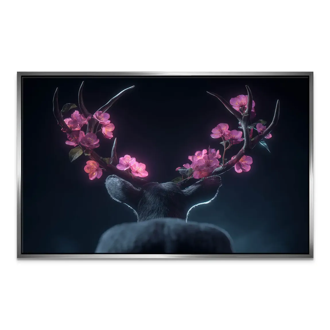 Blütenhirsch Leinwand Bild