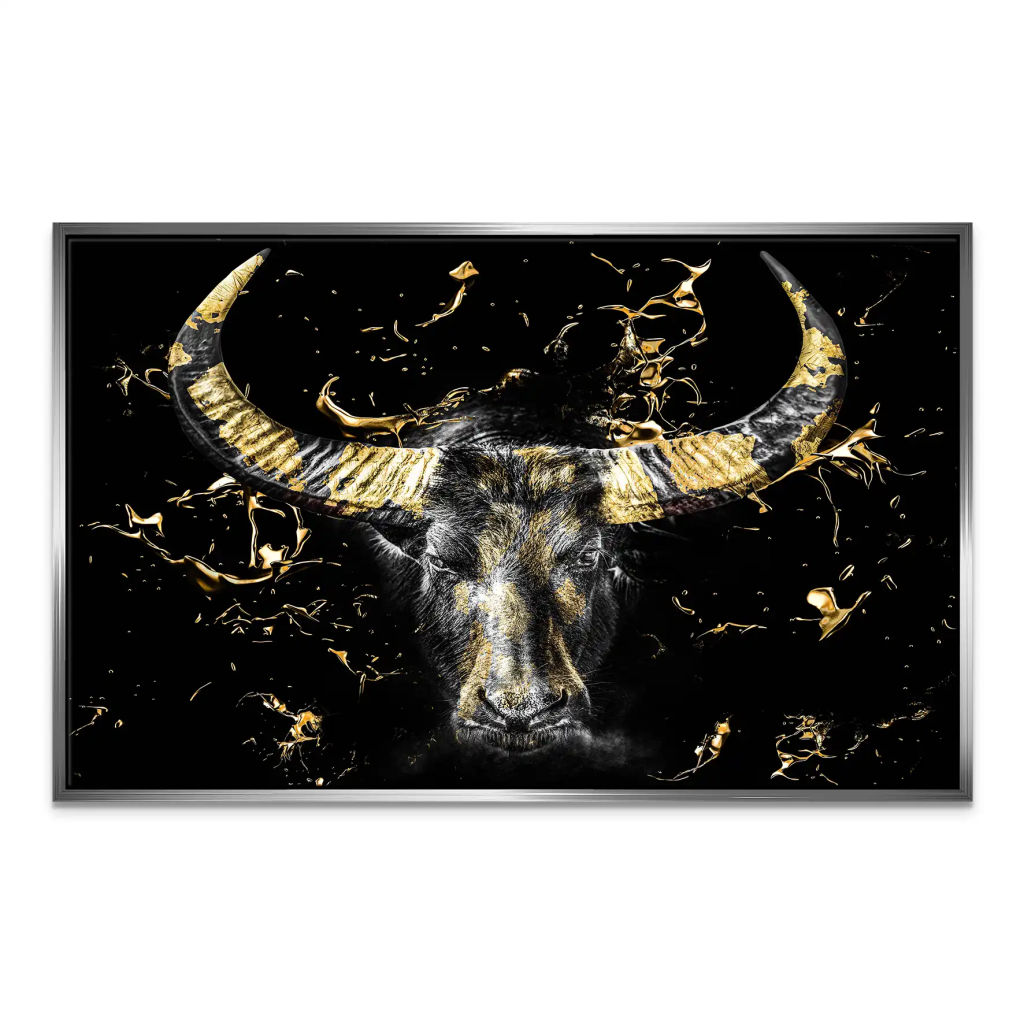 Stier Gold Style Leinwand Bild INGALERIE
