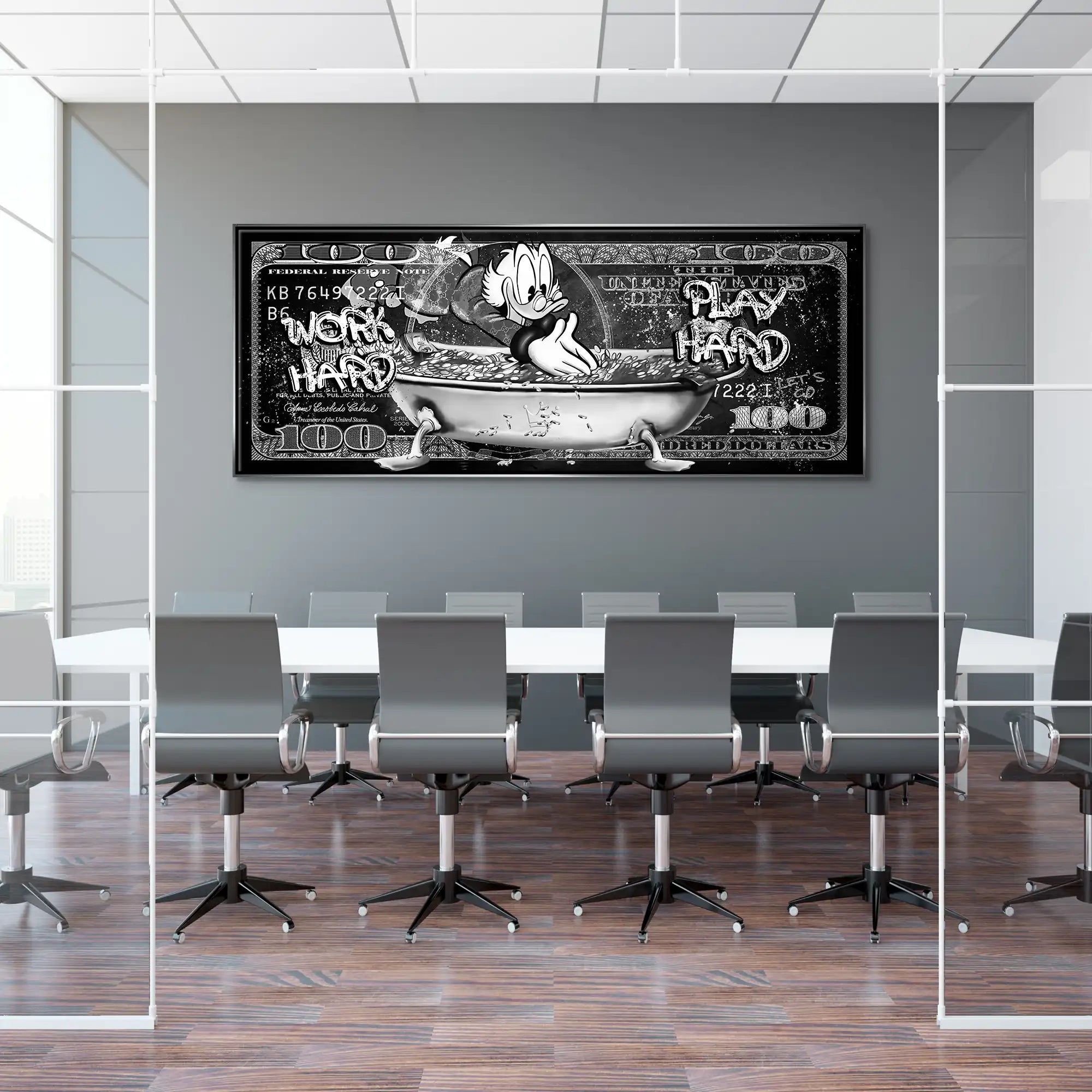 Dagobert Black Dollar Work Hard Leinwand Bild INGALERIE