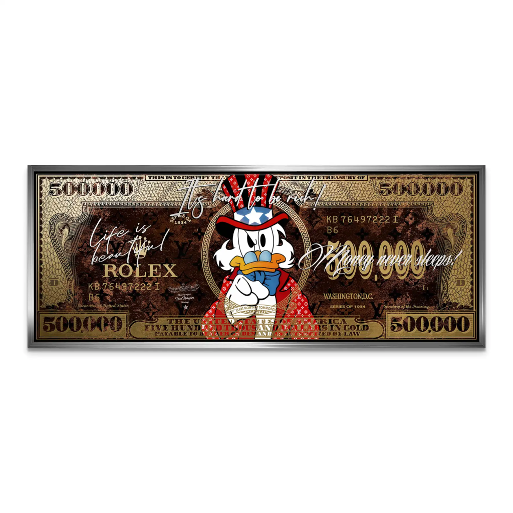 Dagobert Money Never Gold Dollar Leinwand Bild INGALERIE