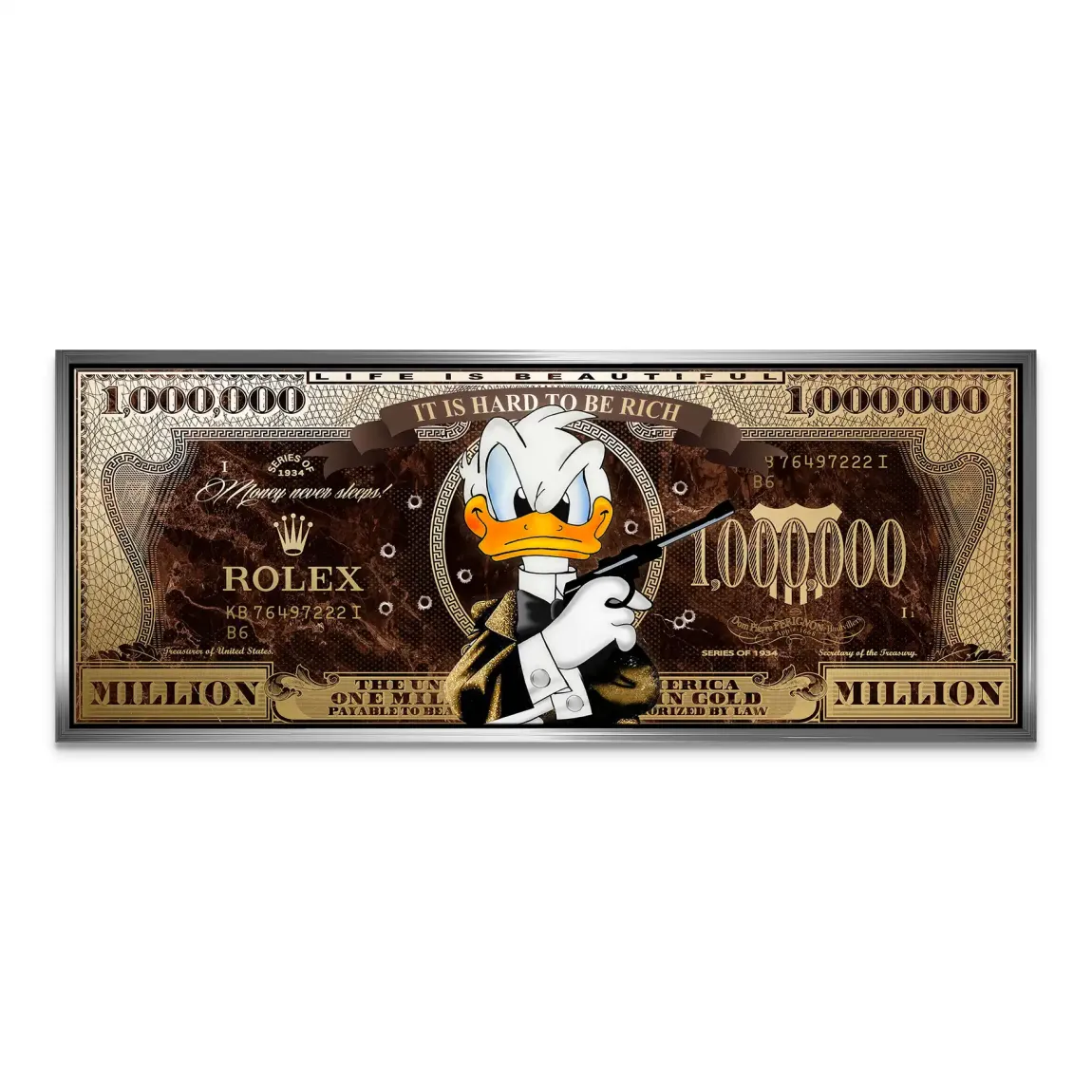 Donald Duck Rich State of Mind Pop Art Leinwand Bild INGALERIE