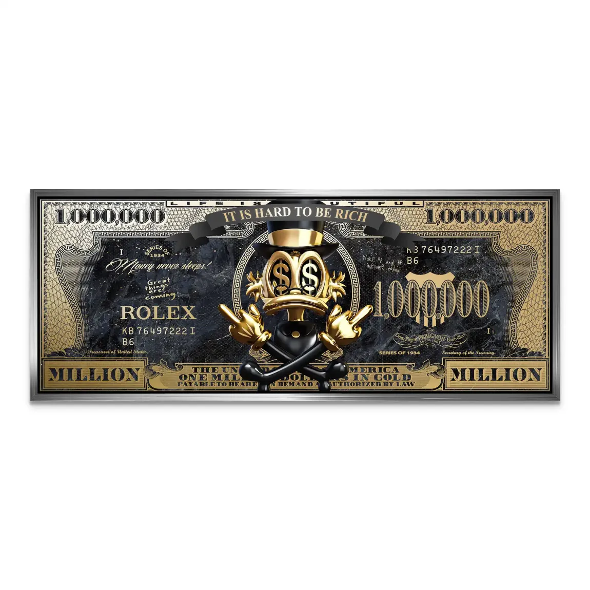 Dagobert Totenkopf Dollar Leinwand Bild INGALERIE