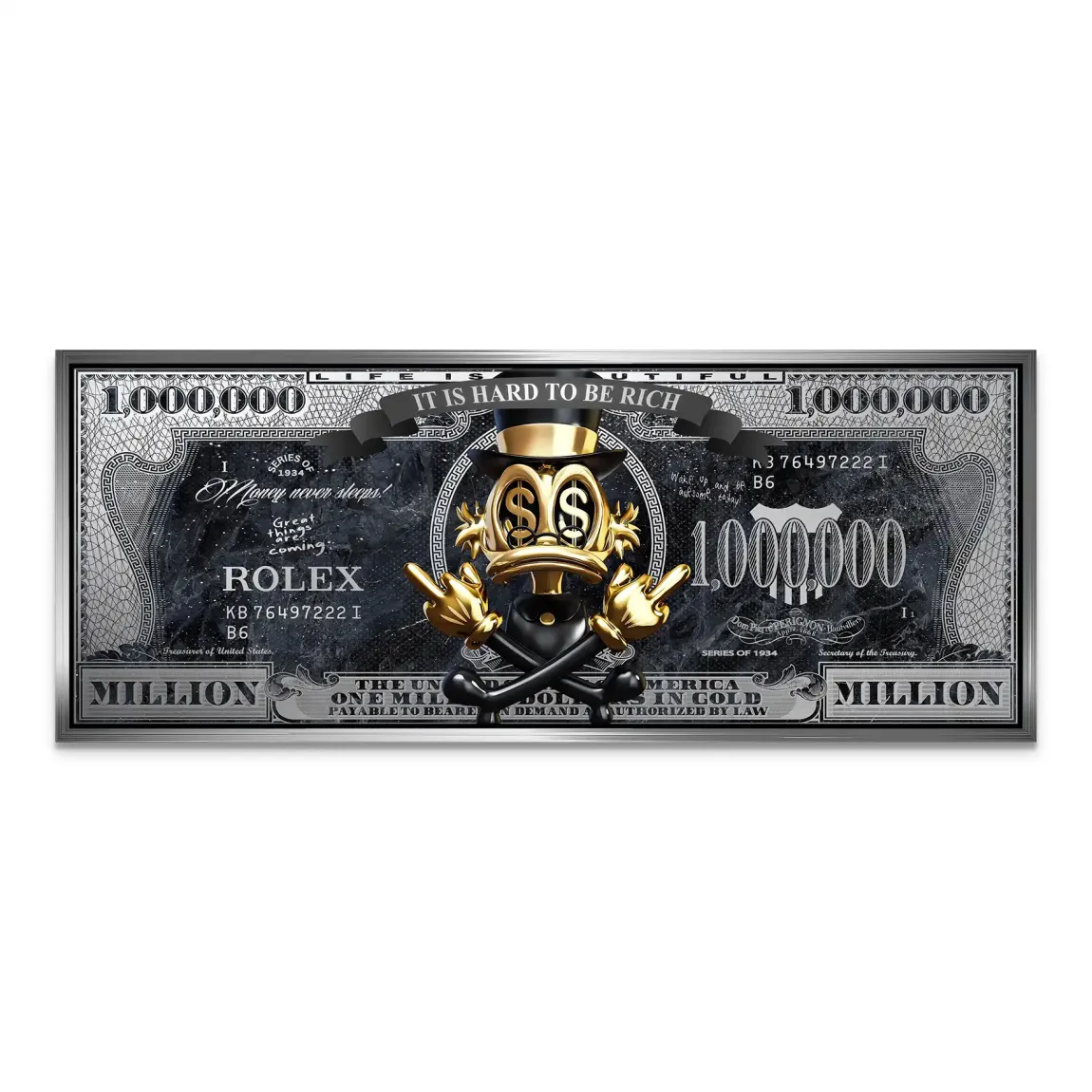 Dagobert Duck Totenkopf Black Dollar Leinwand Bild INGALERIE
