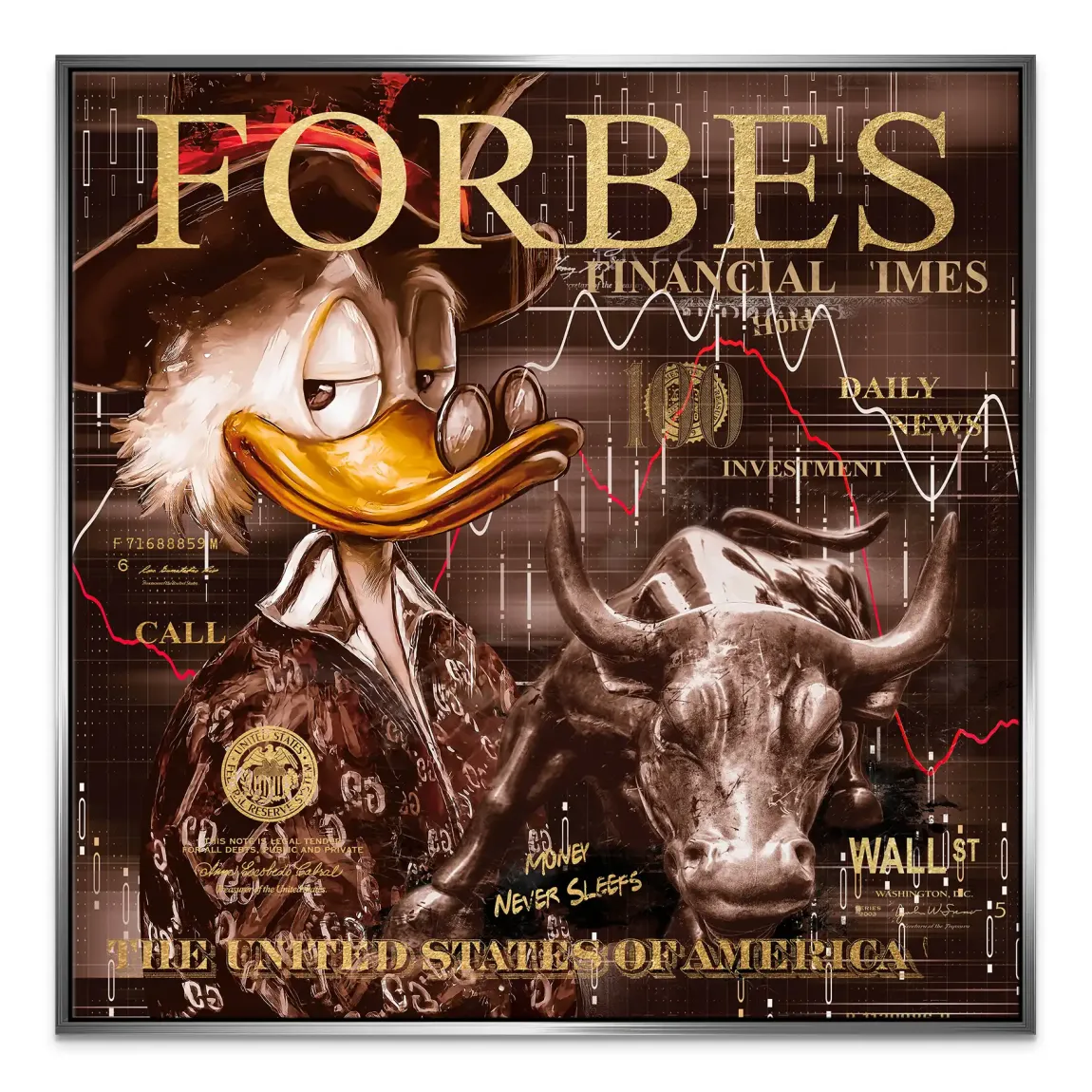 Dagobert Duck Wallstreet Vintage Leinwand Bild