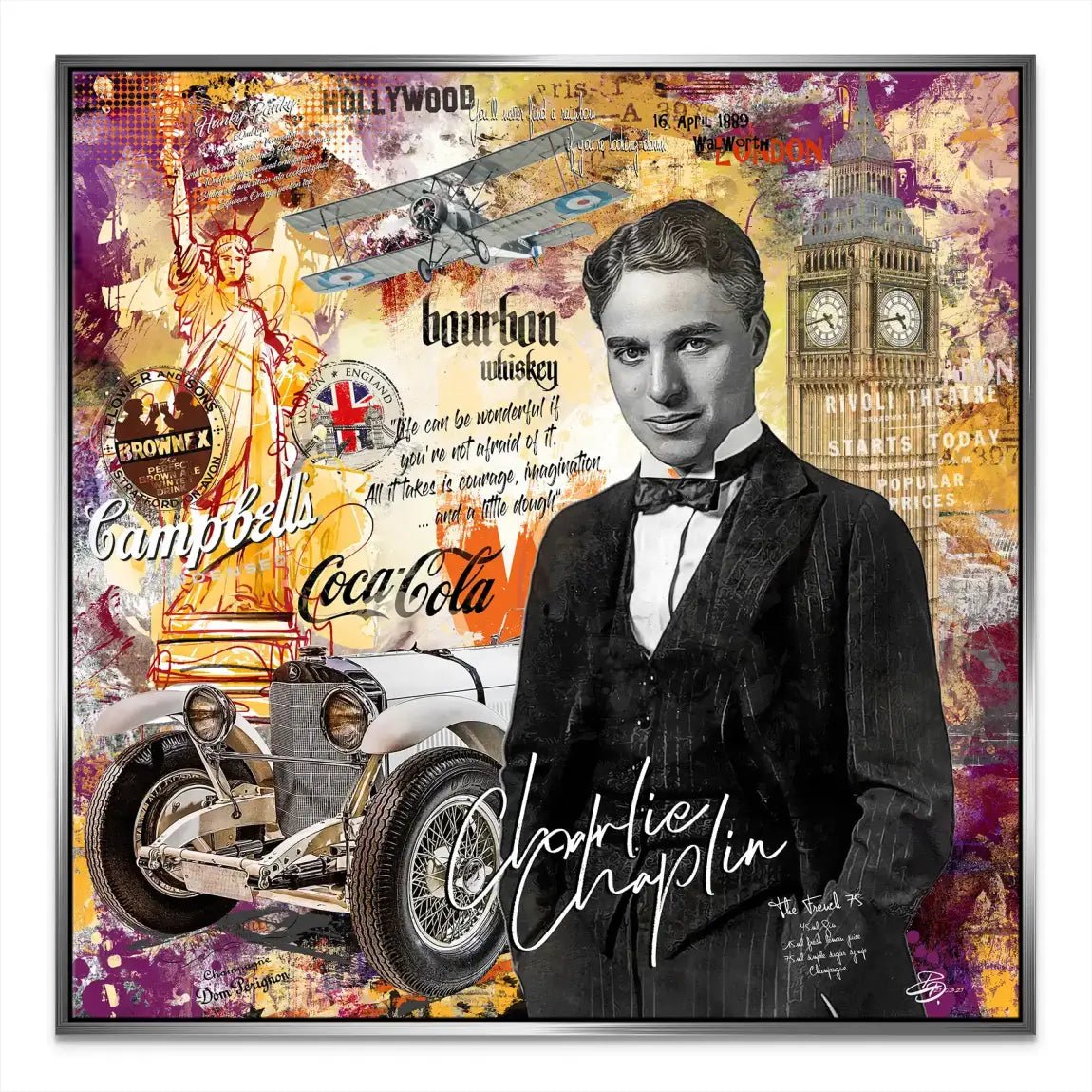 Charlie Chaplin Pop Art Style Leinwand Bild INGALERIE