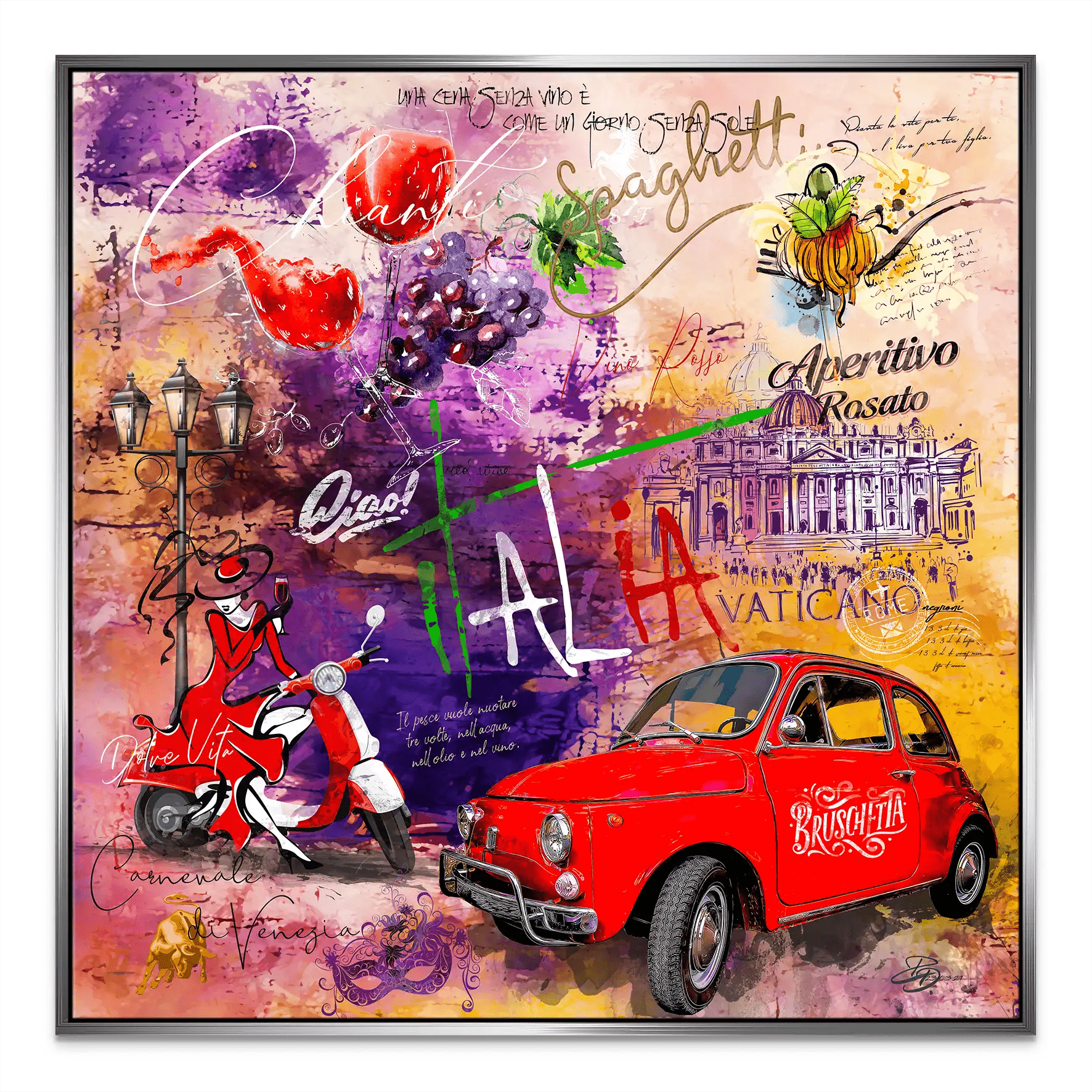 Italien Chianti Pop Art Leinwand Bild INGALERIE