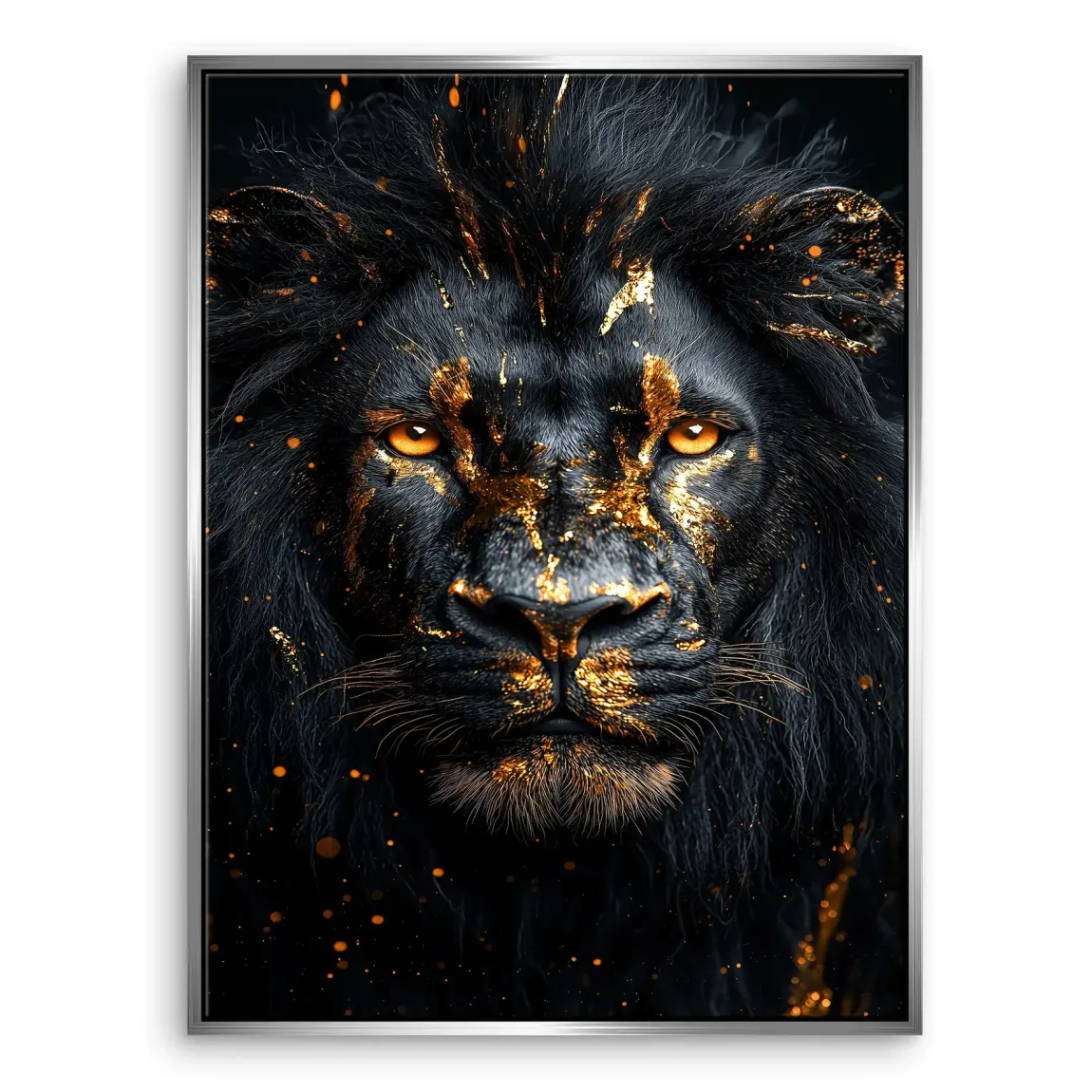 Black Lion in Gold Leinwand Bild INGALERIE