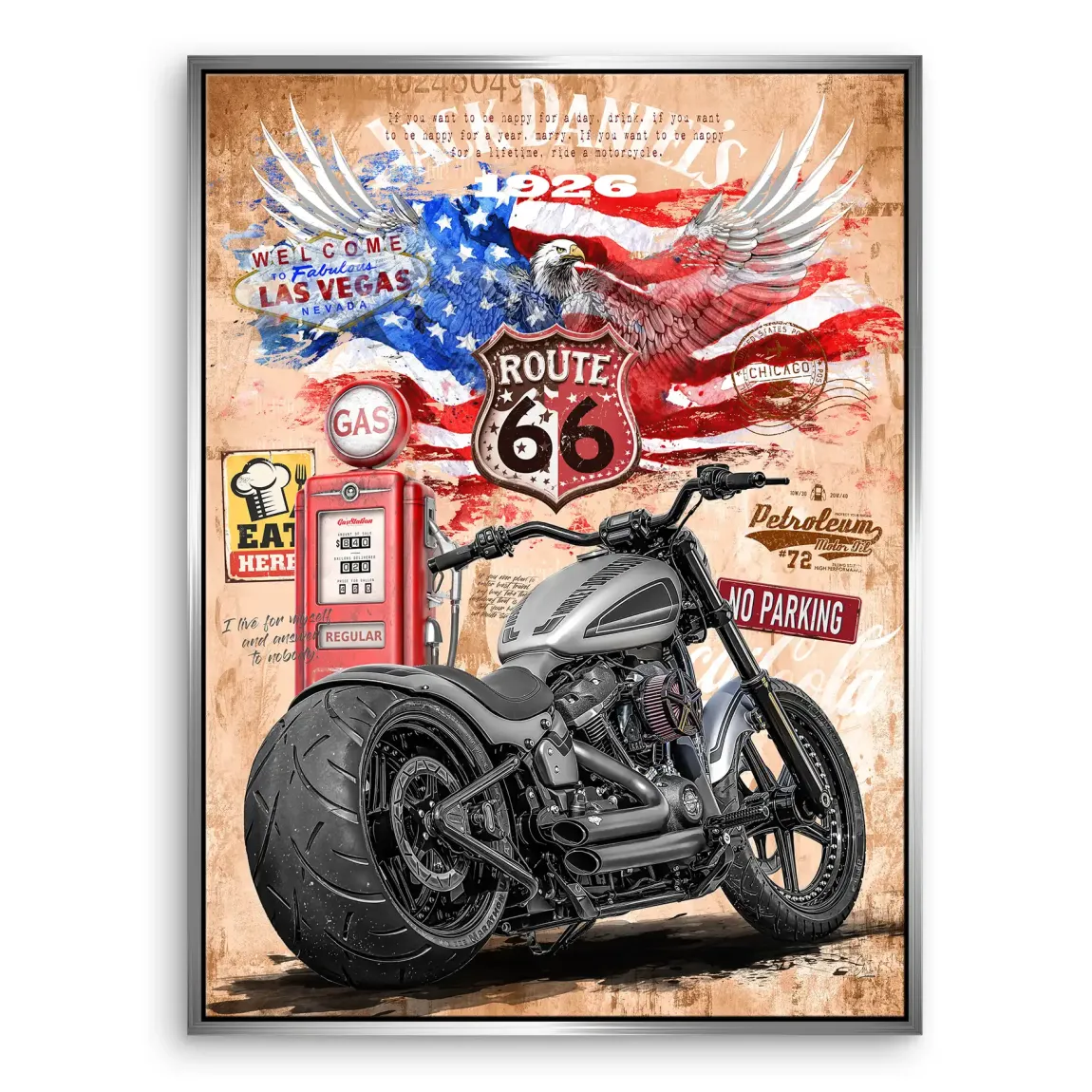 Harley Route 66 Leinwand Bild