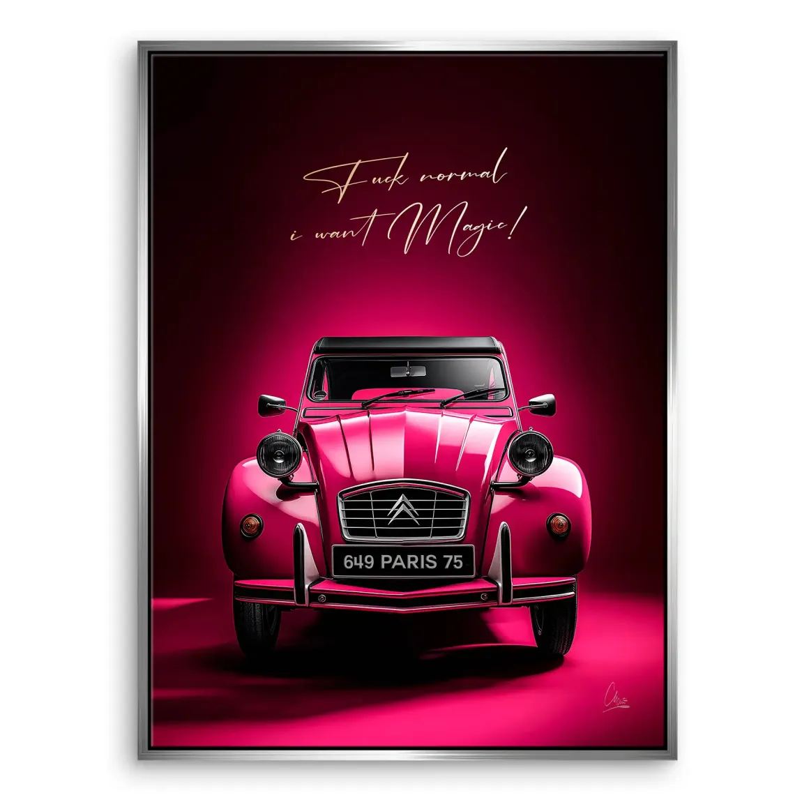Pink Magic 2CV Leinwand Bild