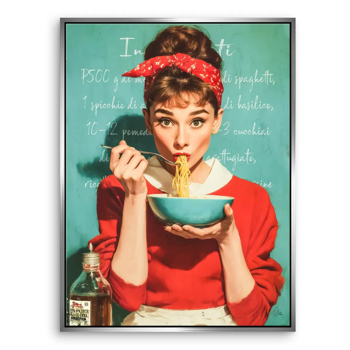Audrey Hepburn Pasta Moments Leinwand Bild