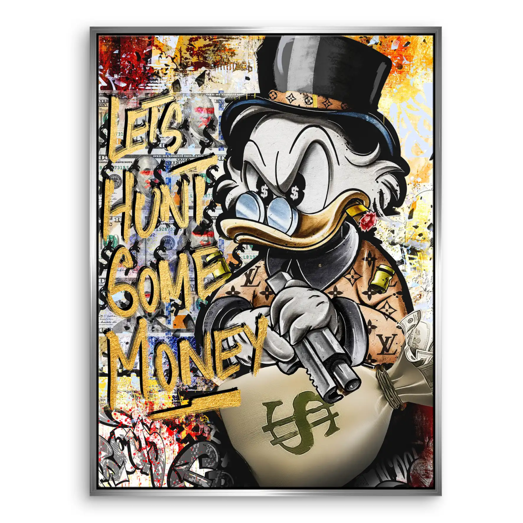 Dagobert Duck Let's Hunt Pop Art Leinwand Bild INGALERIE