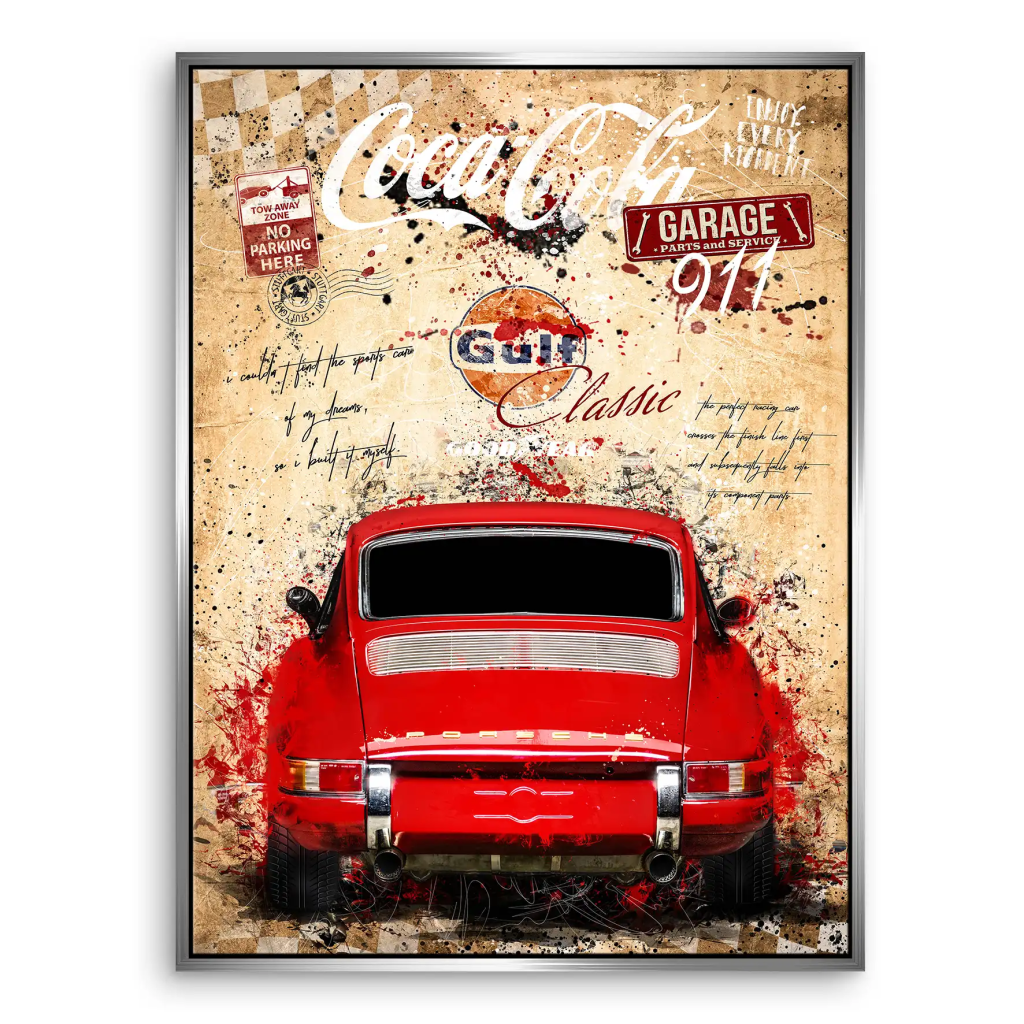 Porsche 911 Vintage Style Leinwandbild INGALERIE