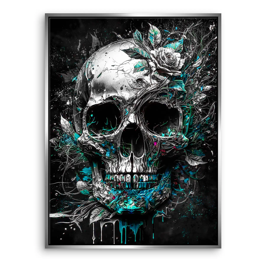 Totenkopf Silver Style Leinwand Bild INGALERIE