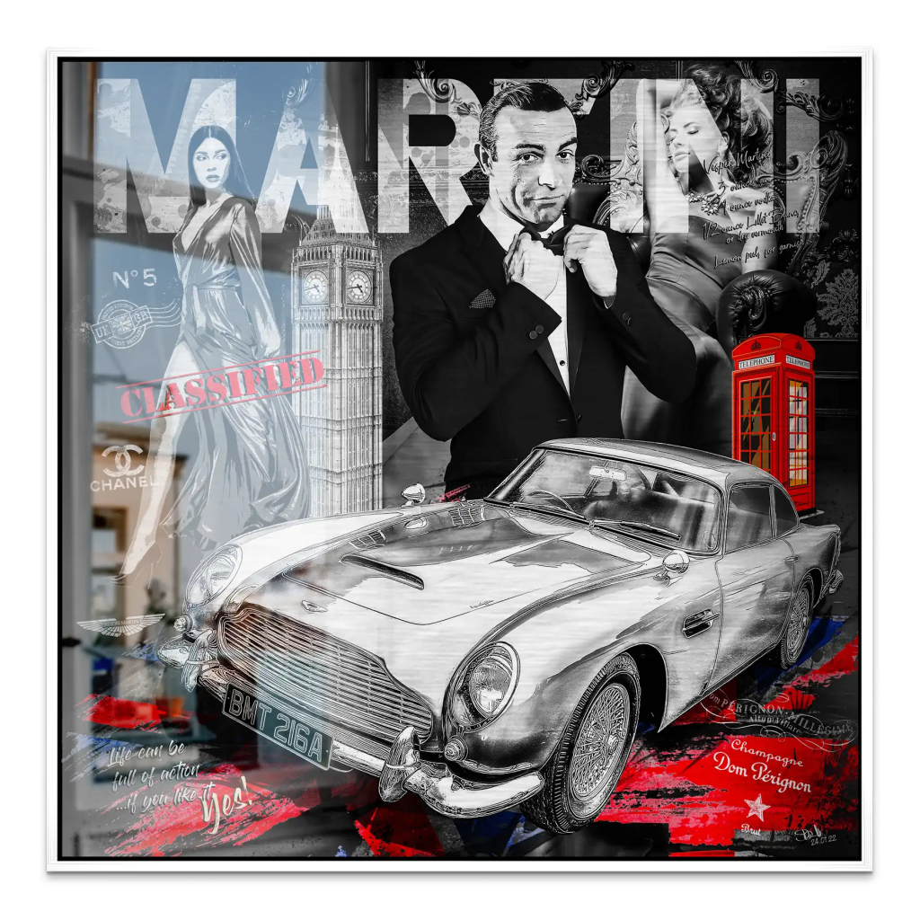 James Bond Martini Connery Style Alu Gebürstet Bild INGALERIE