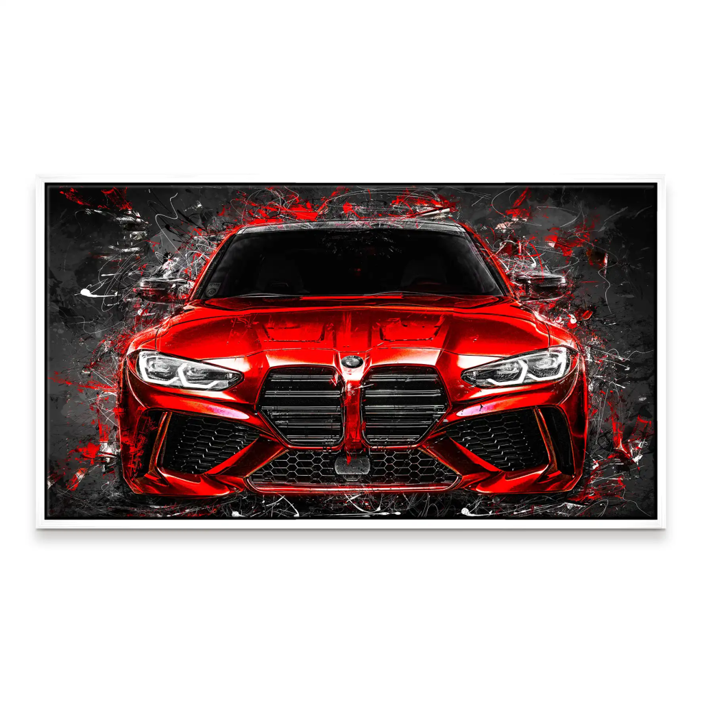 BMW M4 Abstrakt Red Style Leinwand Bild INGALERIE