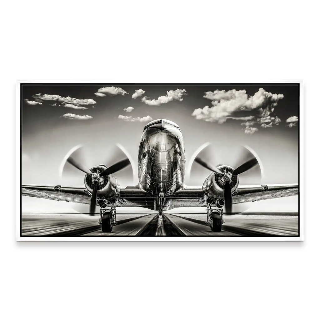 DC3 Take Off Flugzeug Leinwand Bild INGALERIE