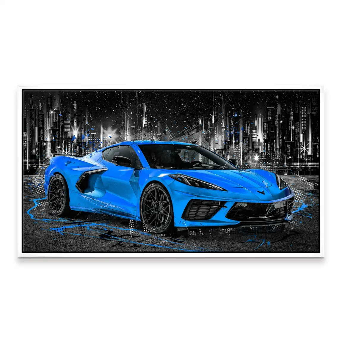 Corvette C8 Abstrak Blue Style Leinwand Bild INGALERIE