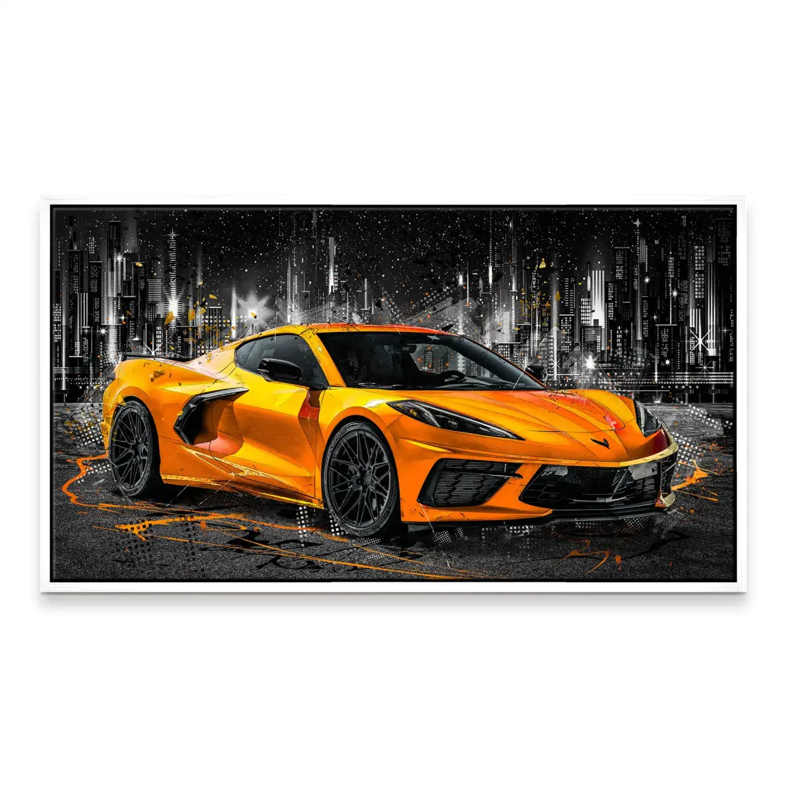 Corvette C8 Abstrak Orange Style Leinwand Bild INGALERIE
