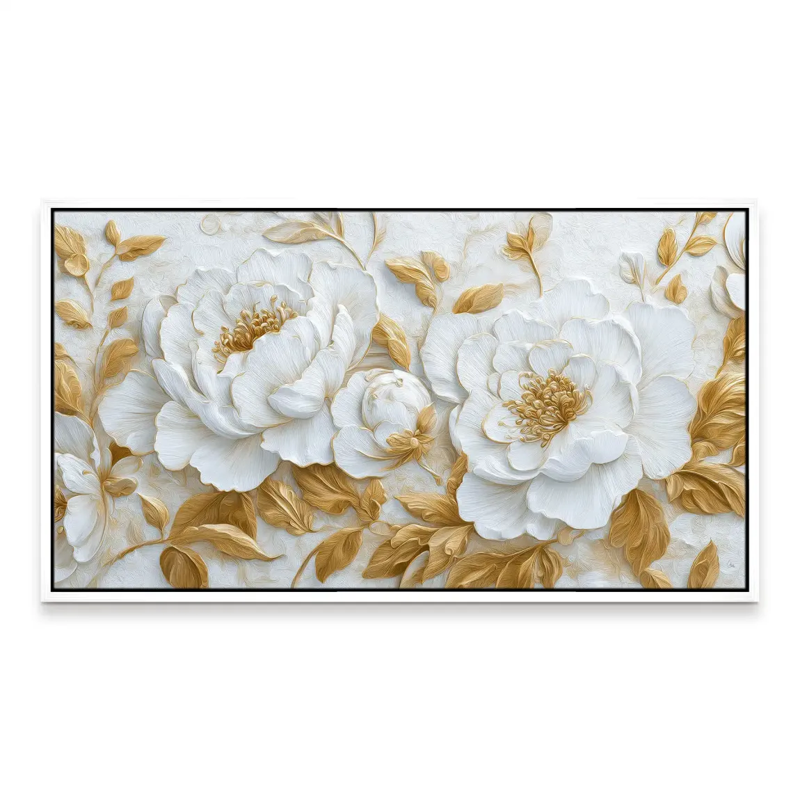 White Gold Rose Art Leinwand Bild