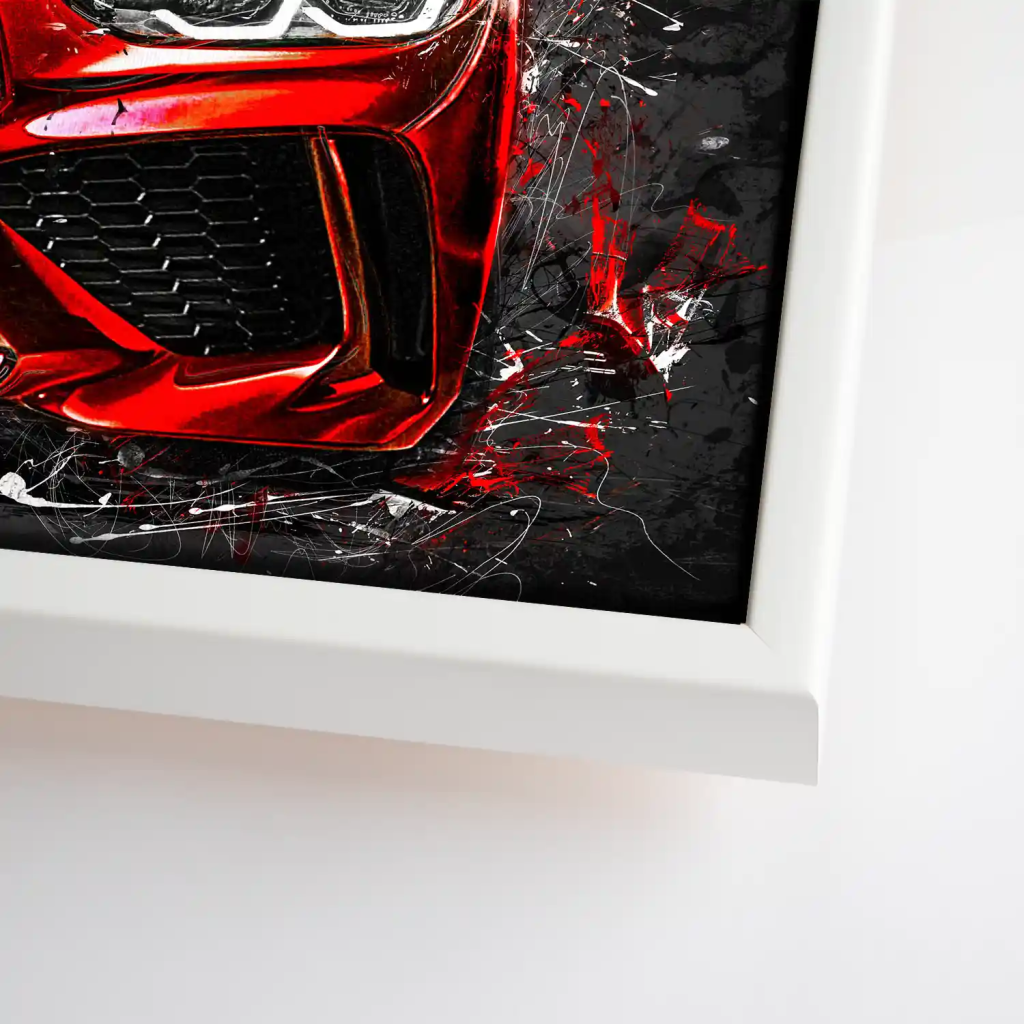 BMW M4 Abstrakt Red Style Leinwand Bild INGALERIE