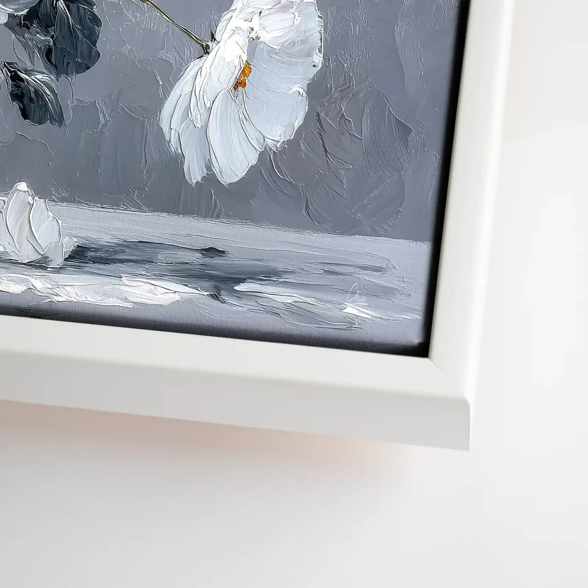 Silver White Blossom Art Leinwand Bild