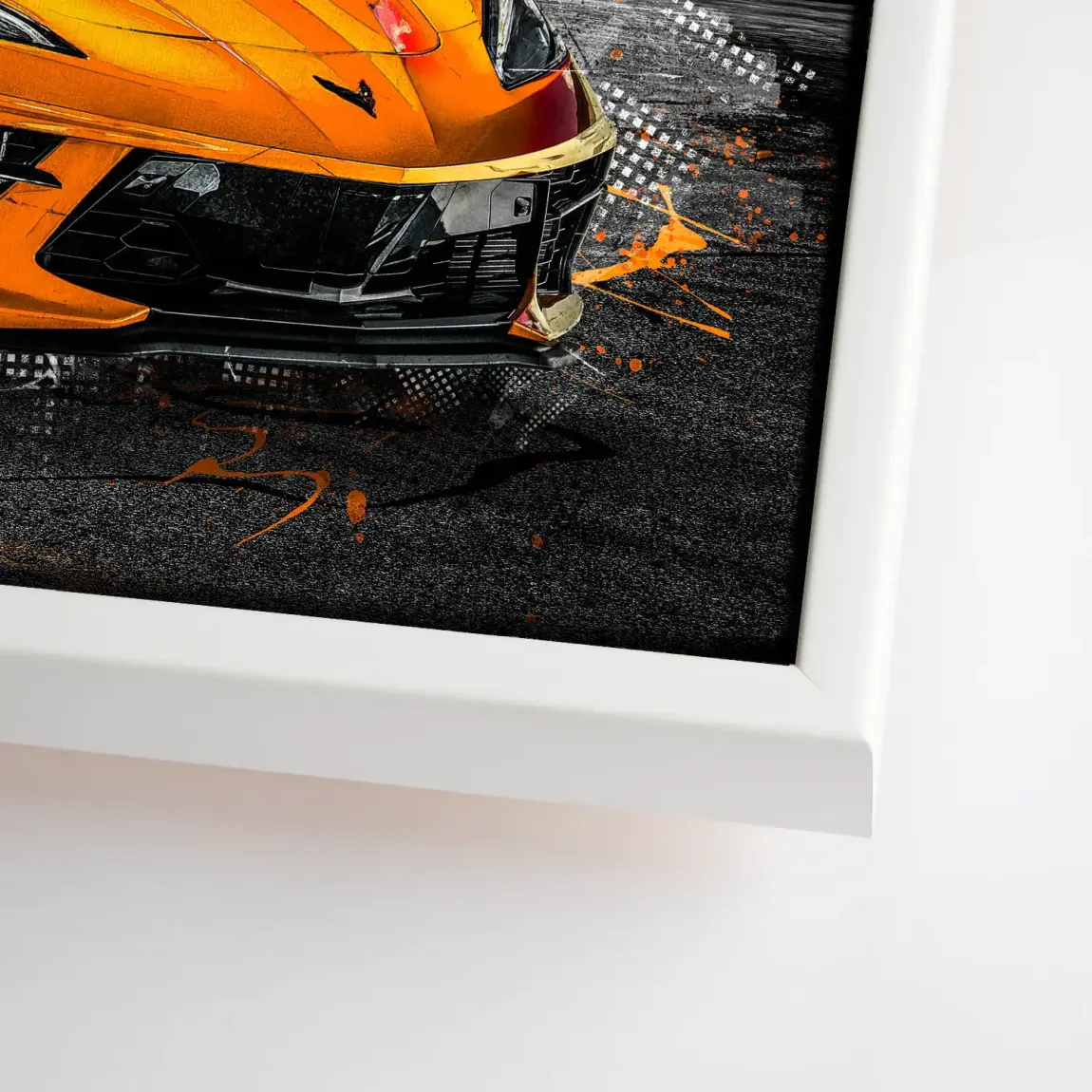 Corvette C8 Abstrak Orange Style Leinwand Bild INGALERIE