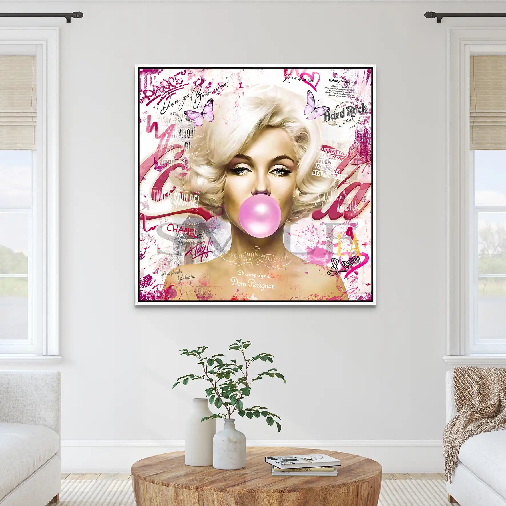 Marilyn Monroe Bubble Gum Streetart Leinwand Bild INGALERIE