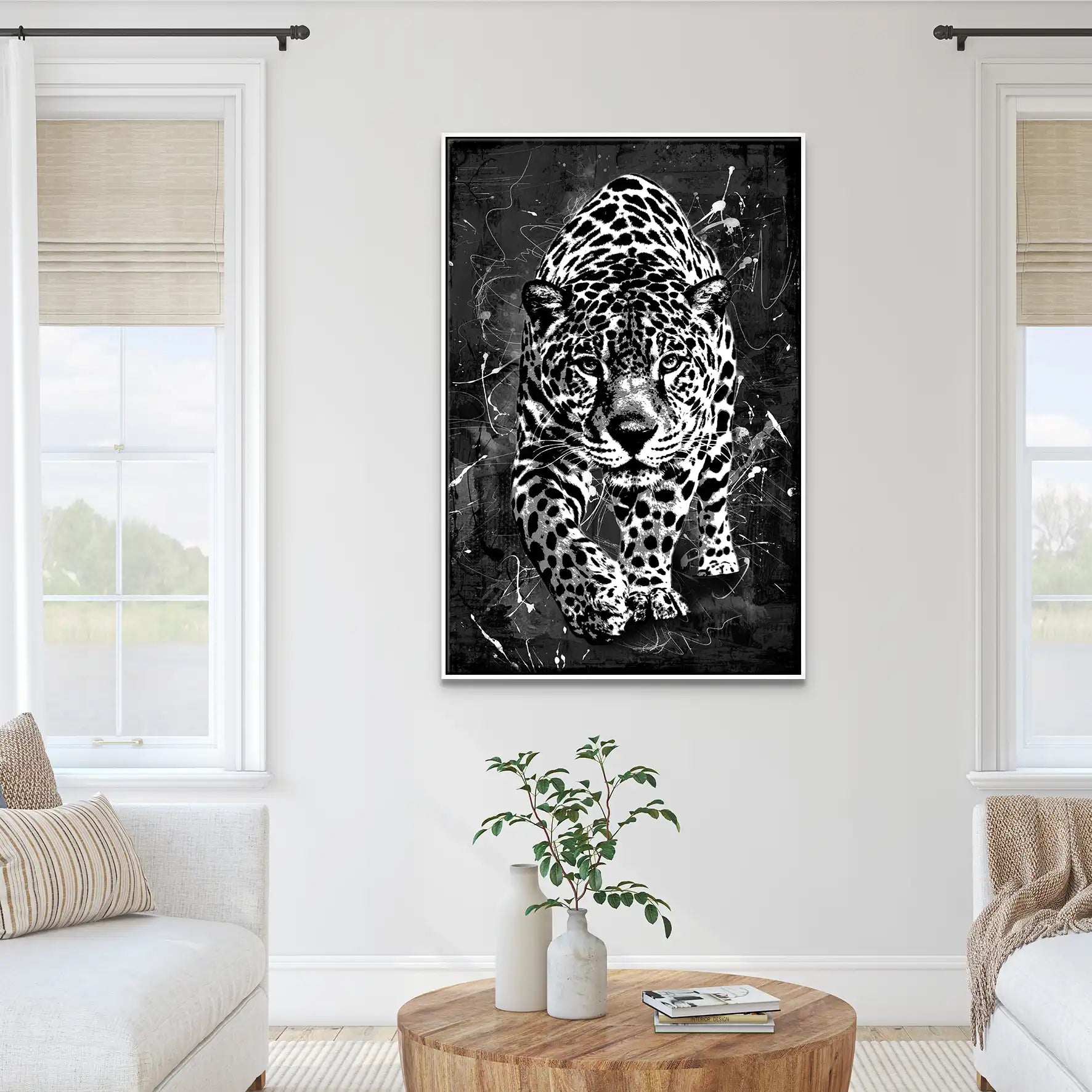 Leopard Abstrakt Black Style Leinwand Bild INGALERIE