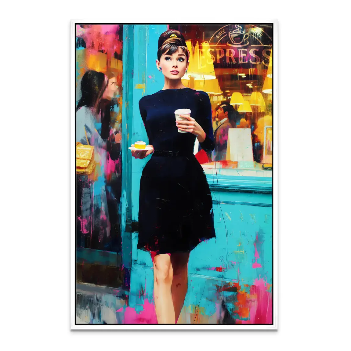 Audrey Hepburn Frühstück mit Stil Leinwand Bild INGALERIE