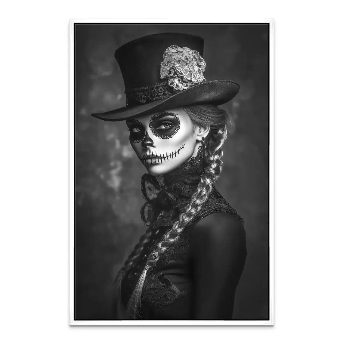 La Catrina Noir – Stil trifft Schattenkunst Leinwand Bild INGALERIE