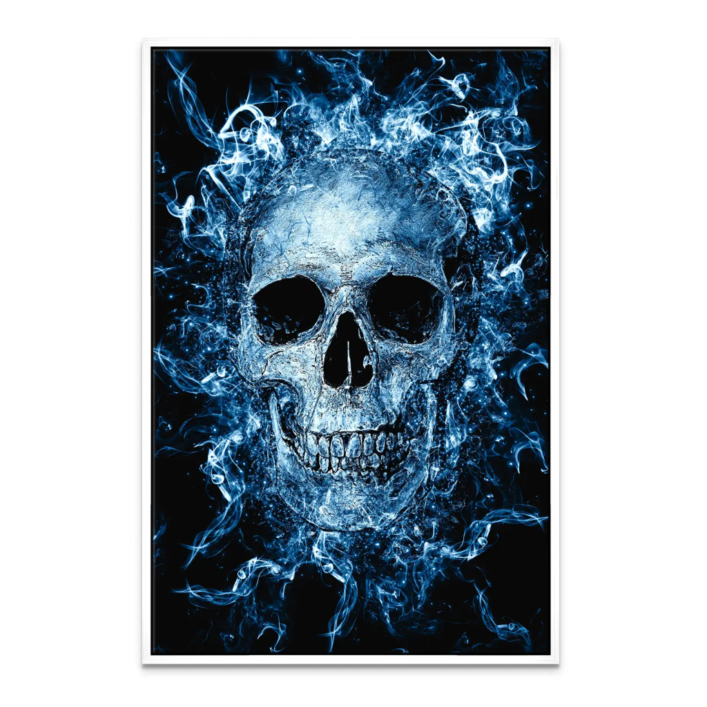 Totenkopf Abstrakt Blau Leinwand Bild INGALERIE