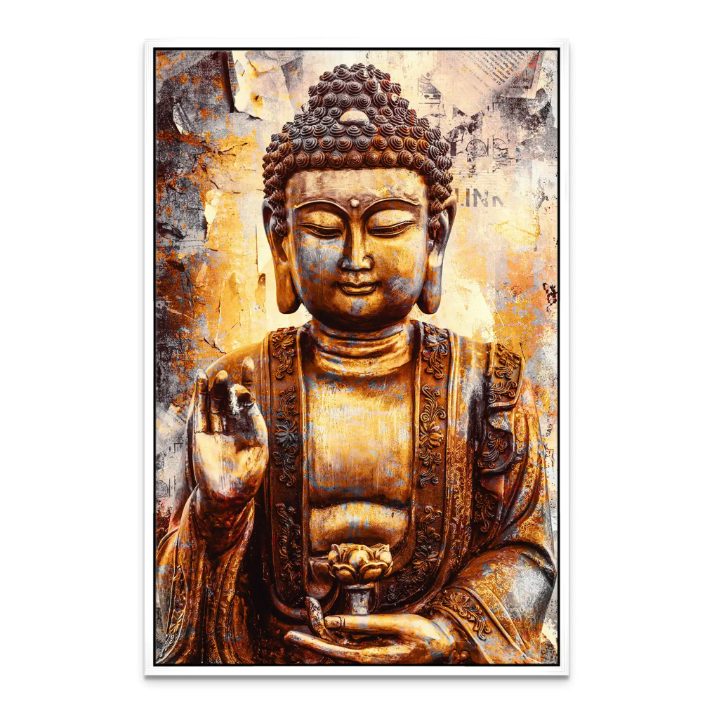 Buddha Retro Style Leinwand Bild INGALERIE