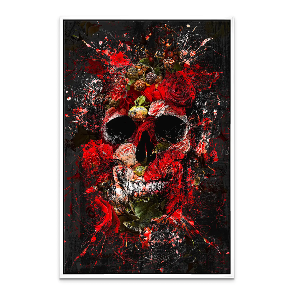 Totenkopf Abstrakt Rose Leinwand Bild INGALERIE