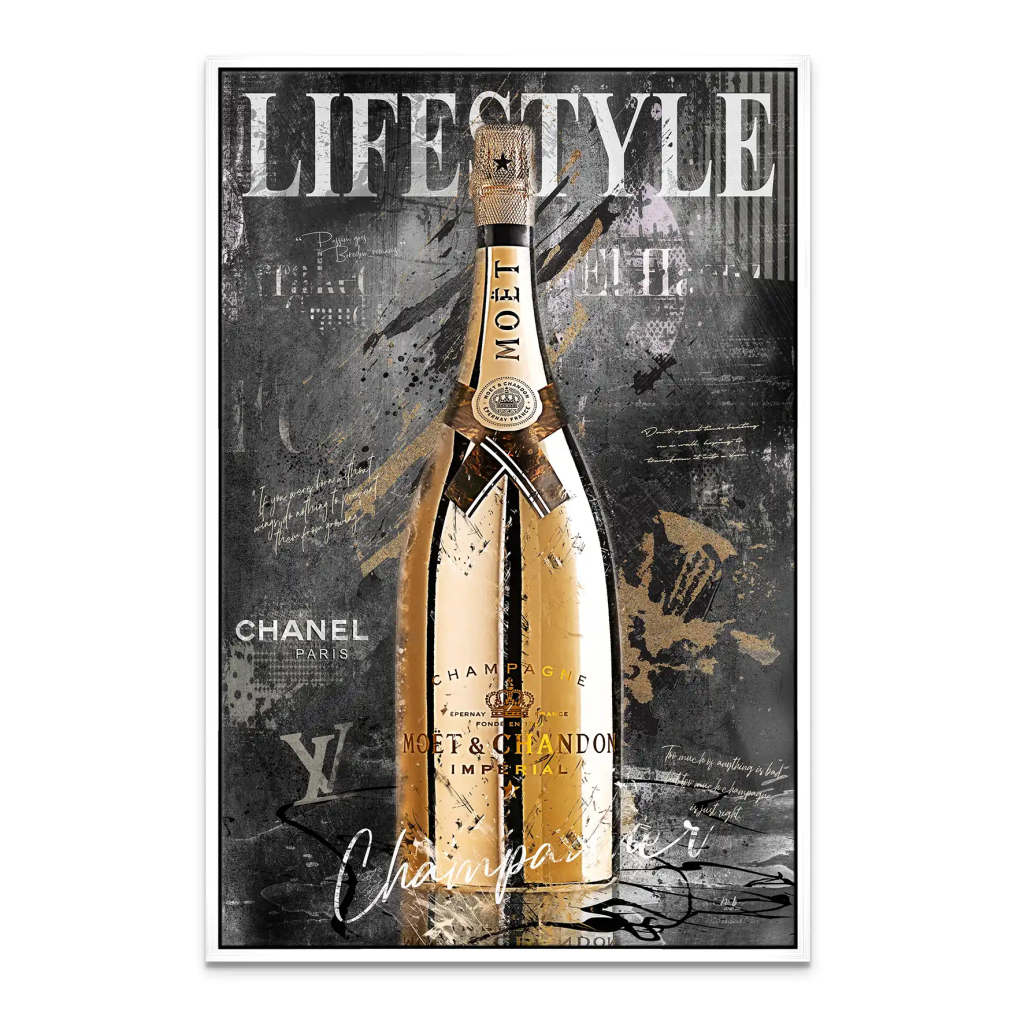Champagner Dark Style Leinwand Bild INGALERIE