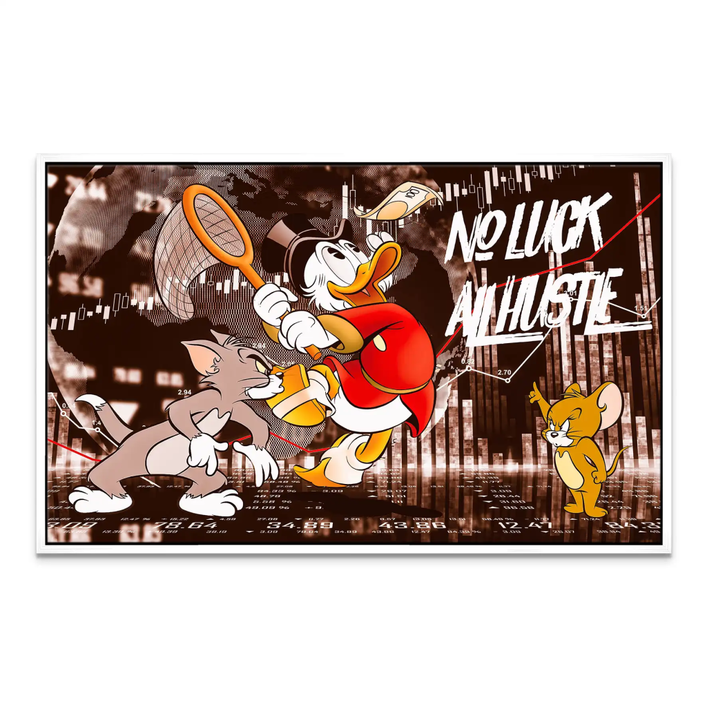 Wallstreet Dagobert All Hustle Retro Leinwand Bild INGALERIE