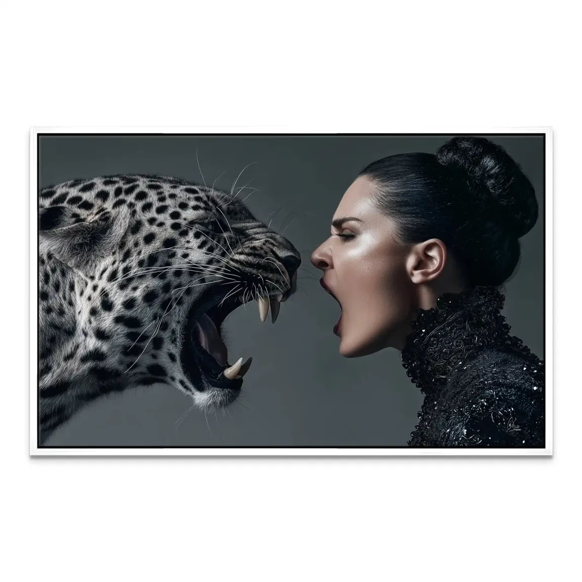 Wild Leopard Woman Leinwand Bild