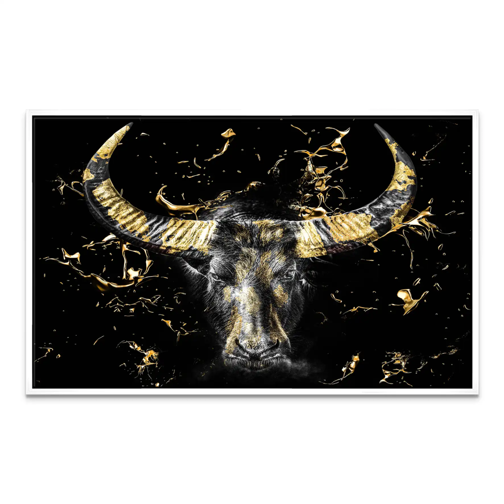 Stier Gold Style Leinwand Bild INGALERIE