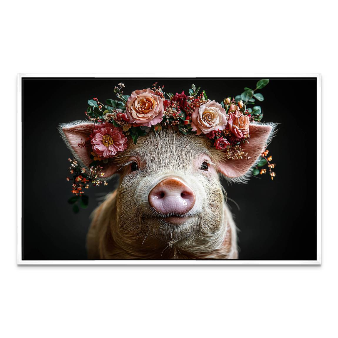 Blüten Schwein Leinwand Bild