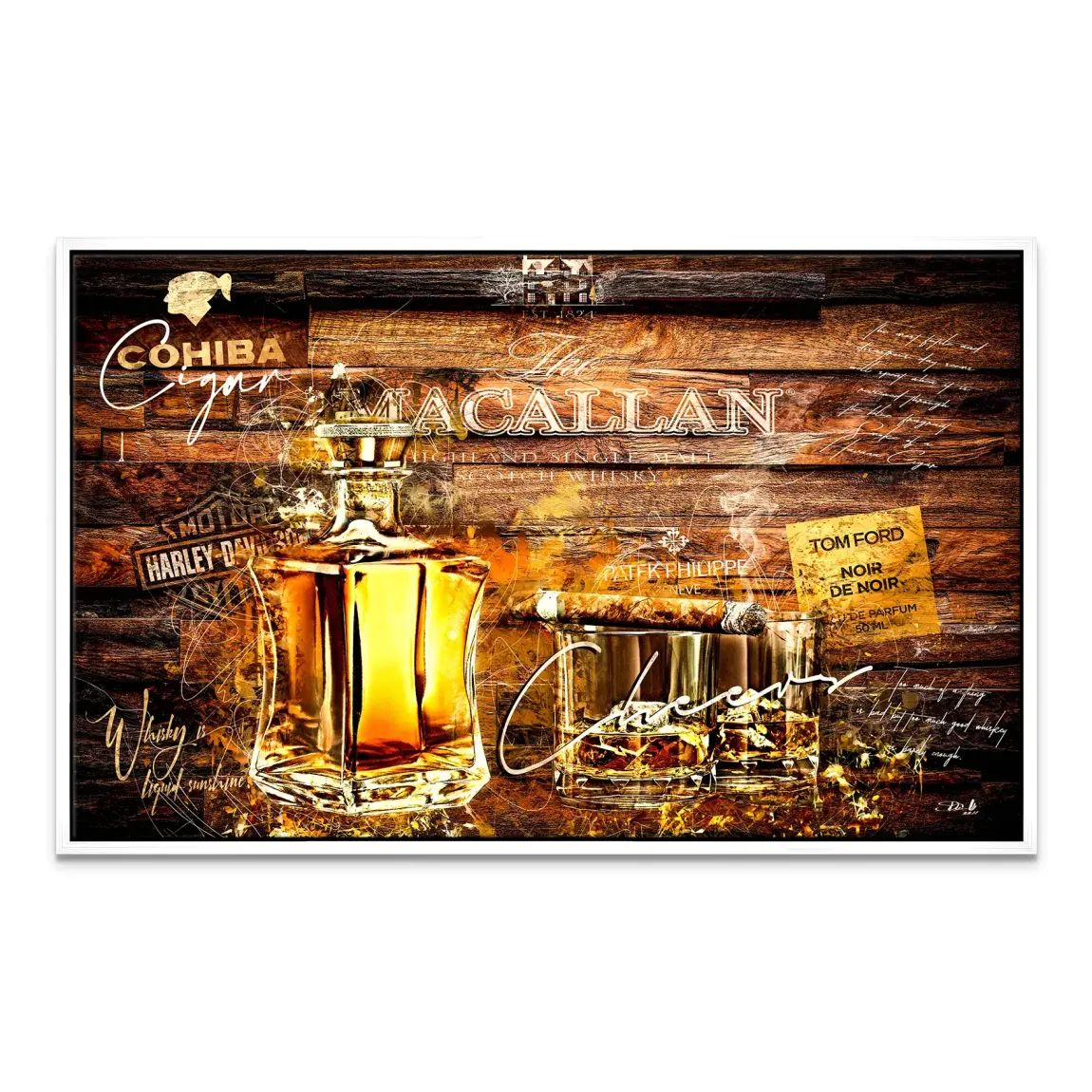 Whisky Holz und Eleganz Leinwand Bild INGALERIE