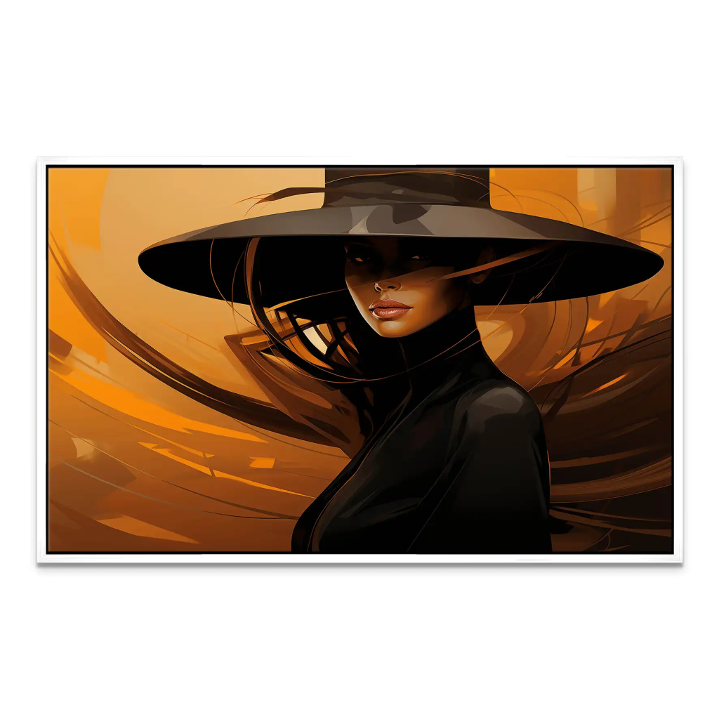 Frau modern mit Hut Leinwand Bild INGALERIE