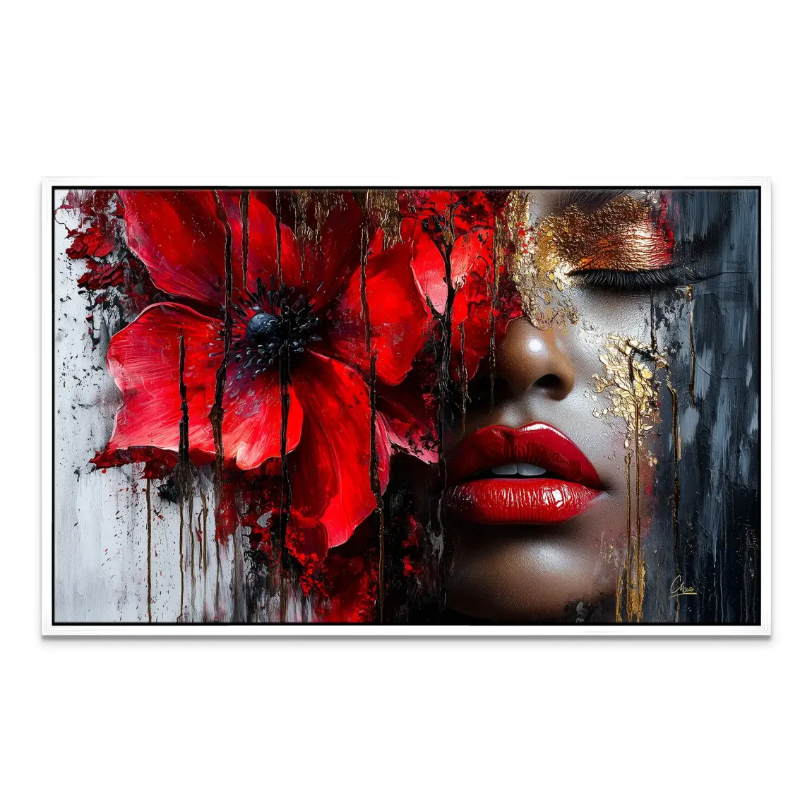 Goldene Blüte der Nacht Leinwand Bild INGALERIE