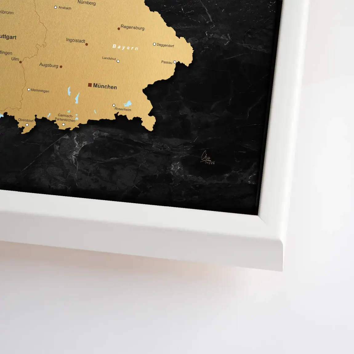 Deutschland Karte Gold Retro Leinwand Bild