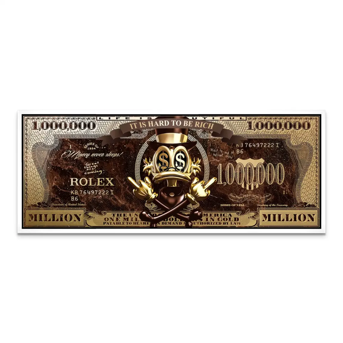 Dagobert Totenkopf Retro Dollar Leinwand Bild INGALERIE